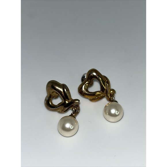 Vintage Lot Of 8 Gold Tone Pierced Earrings w/ Faux Pearls Unbranded - Picture 7 of 12